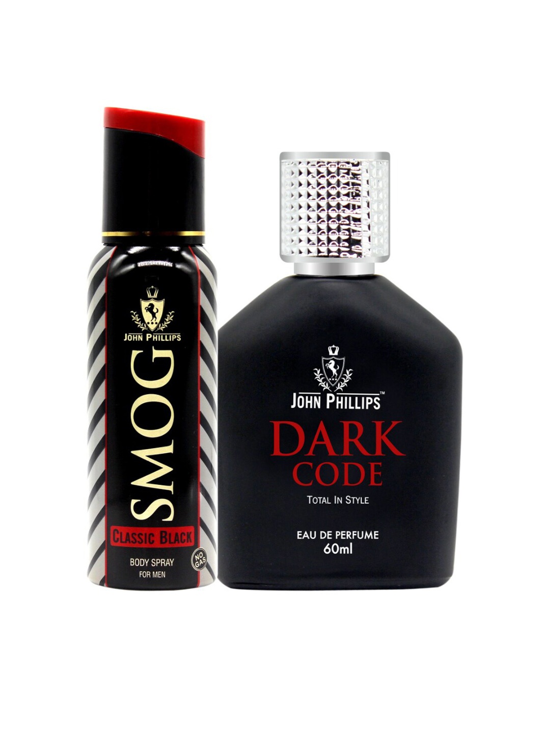 

JOHN PHILLIPS Set Of 2 Dark Code & Smog Classic Black No Gas Deo