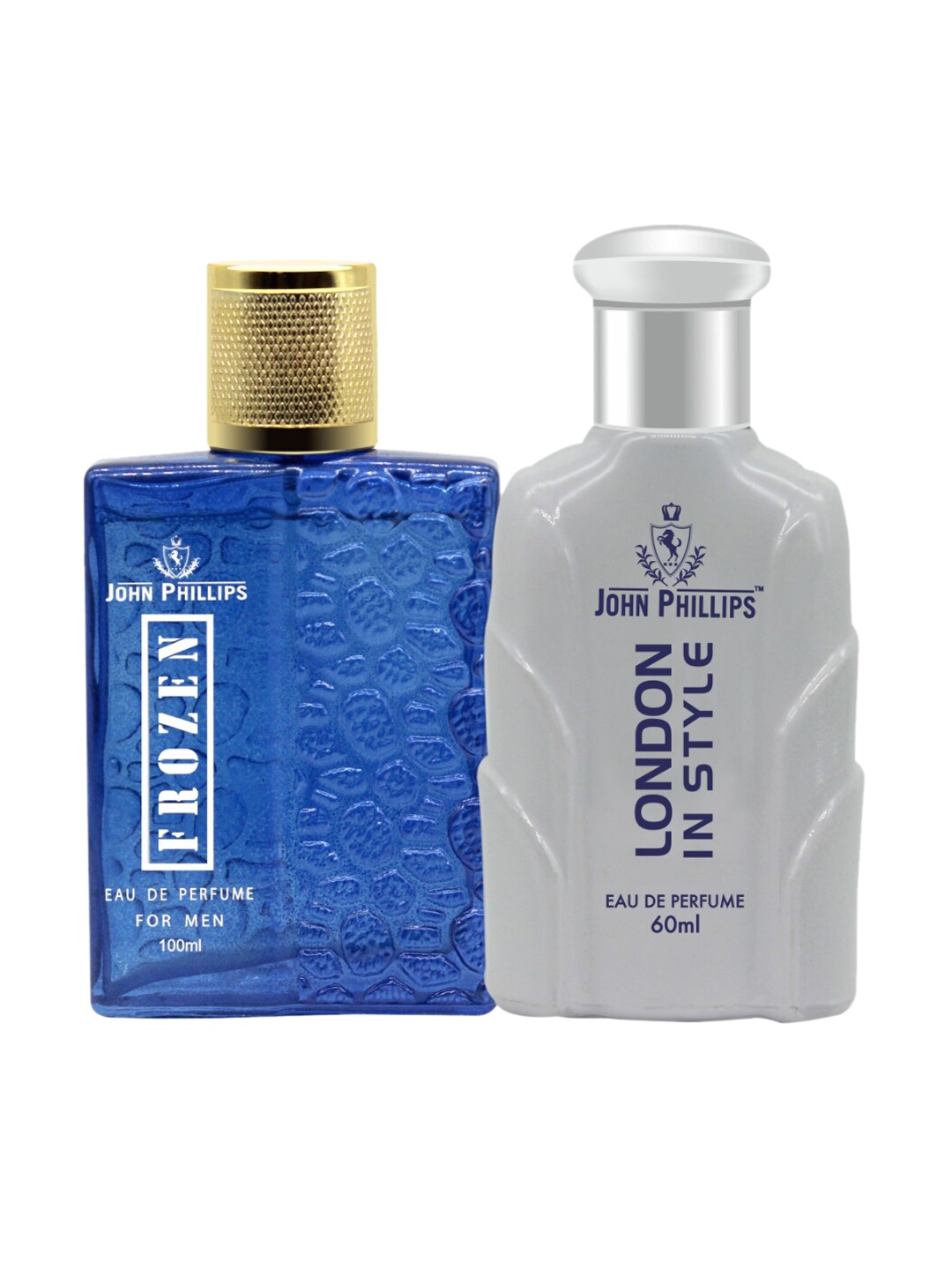 

JOHN PHILLIPS Set of 2 Long Lasting Eau De Parfum - Frozen & London In Style - 100 ml each, Blue