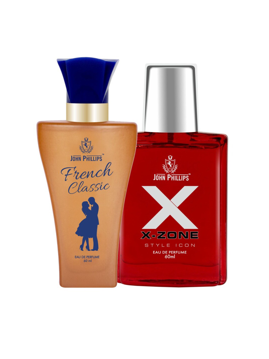 

JOHN PHILLIPS Unisex Set of French Classic & XX-Zone Style Icon Eau De Parfum - 60 ml Each, Red