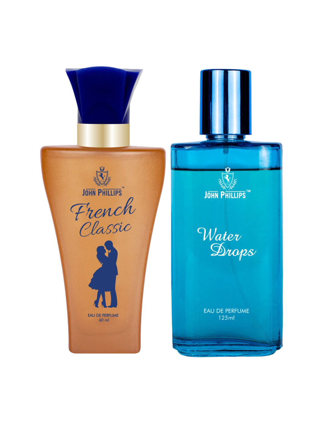 

JOHN PHILLIPS Unisex Set Of 2 French Classic & Water Drops Eau De Parfum - 60 ml+125 ml, Brown