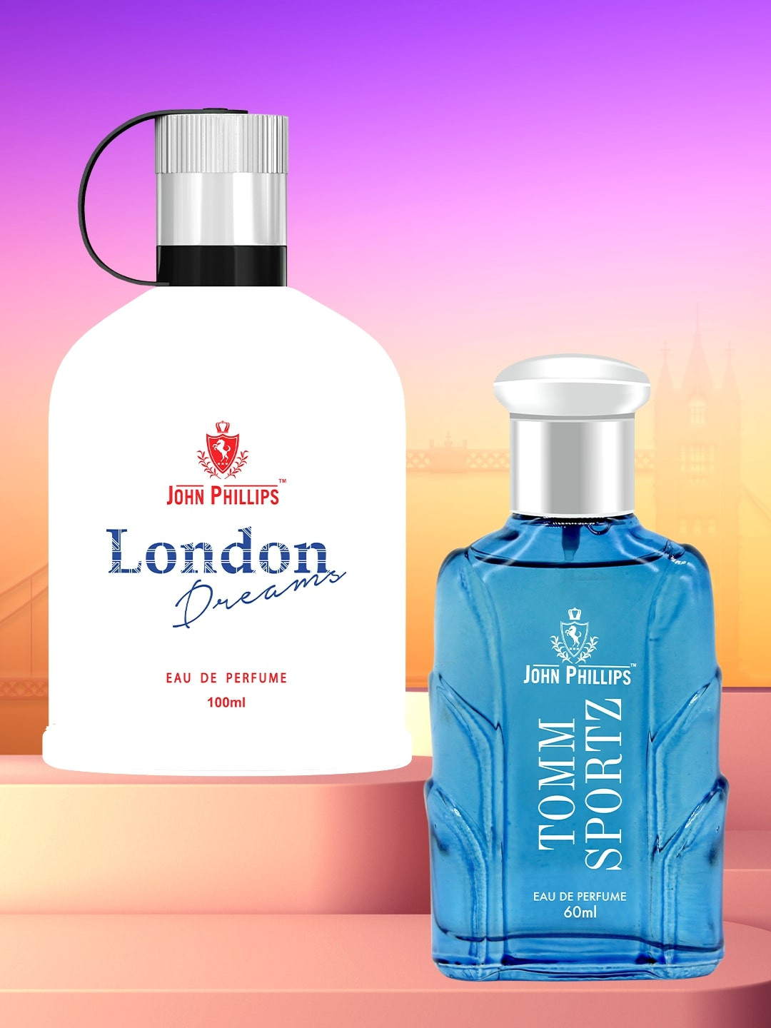 

JOHN PHILLIPS Set of 2 Eau De Parfum - Tomm Sportz 60 ml & Men London Dreams 100 ml, Blue
