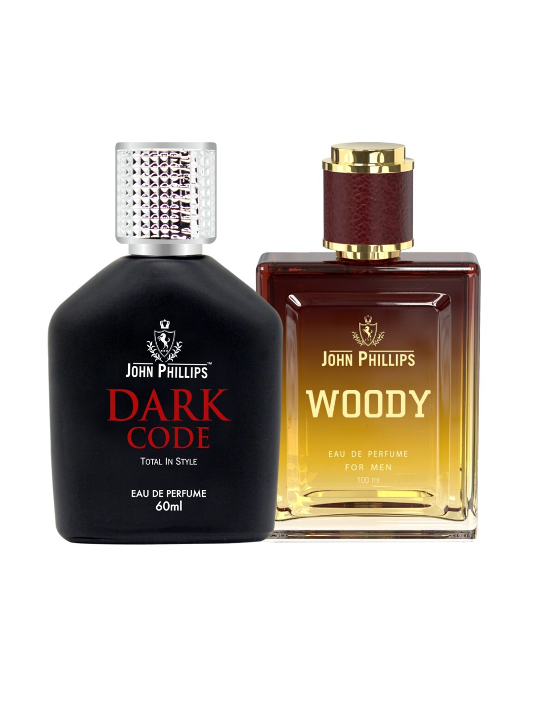 

JOHN PHILLIPS Set of 2 Eau De Parfum - Dark Code 60 ml & Men Woody 100 ml, Black