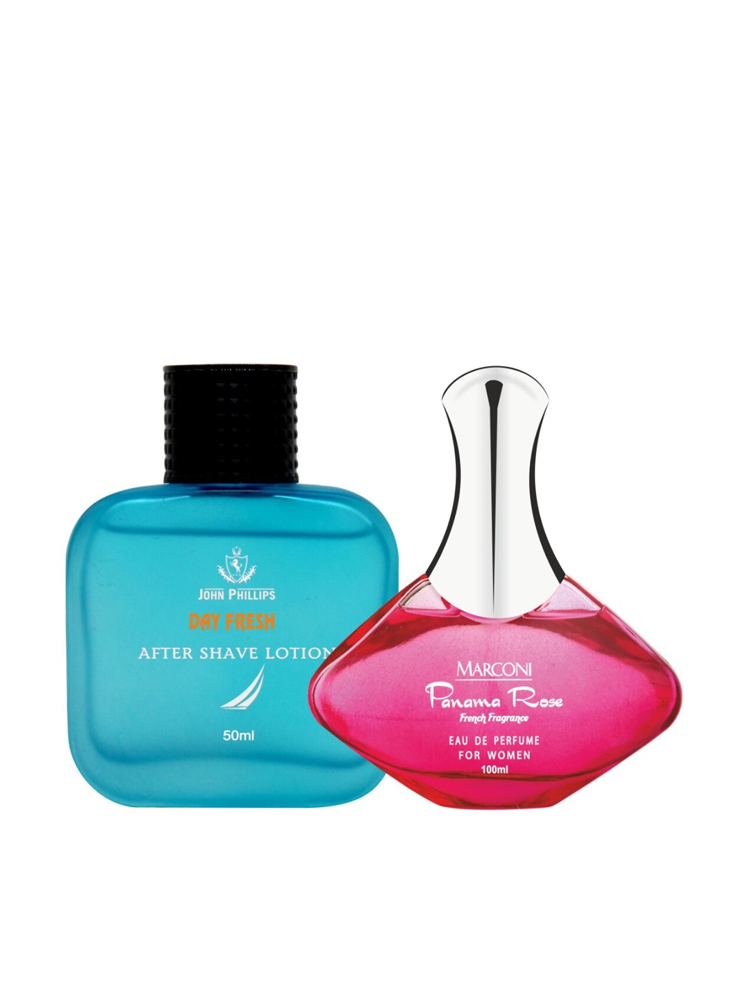 

JOHN PHILLIPS Marconi Panama Rose Eau De Parfum 100ml & Day Fresh After Shave Lotion 50ml, Pink