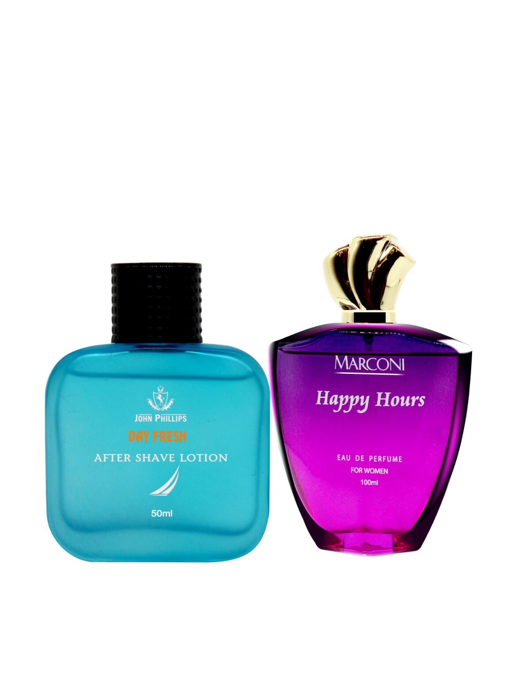 

JOHN PHILLIPS Marconi Happy Hours Eau De Parfum 100ml & Day Fresh After Shave Lotion 50ml, Pink