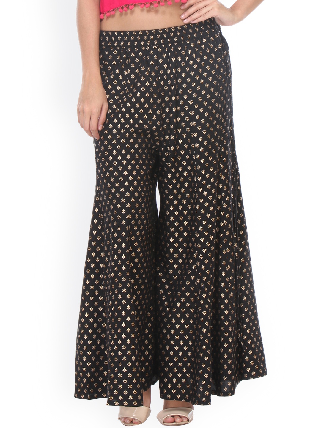 

Varanga Women Black Straight Printed Palazzos