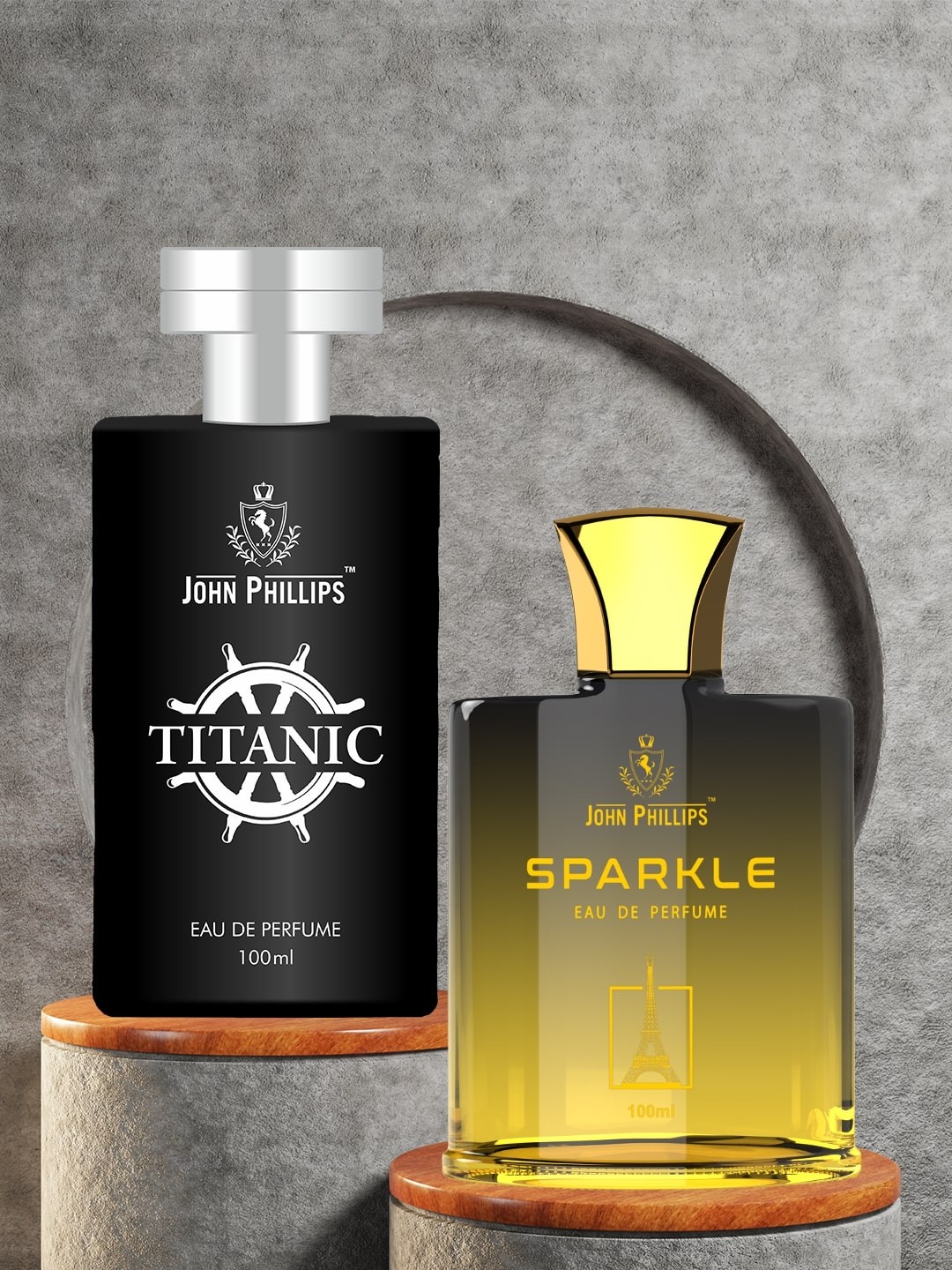 

JOHN PHILLIPS Set of 2 Eau De Parfum 100 ml Each - Titanic & Men Sparkle, Black