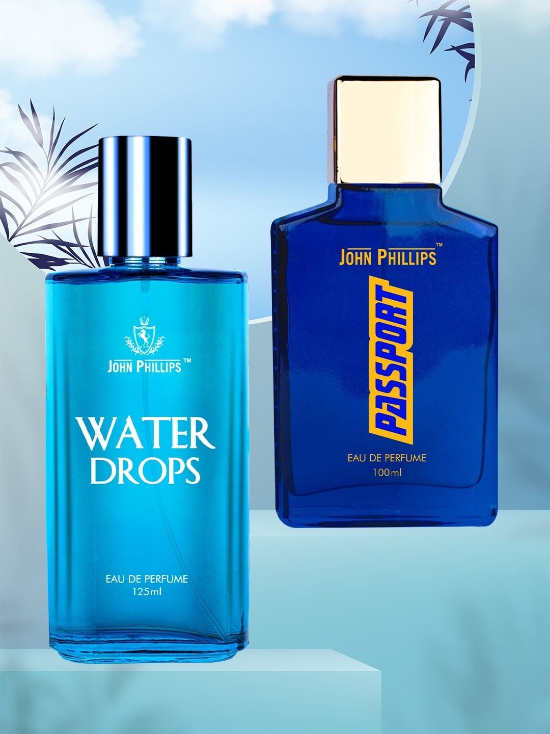 

JOHN PHILLIPS Set Of 2 Eau De Parfum - Men Passport 100ml & Water Drops 125ml, Blue