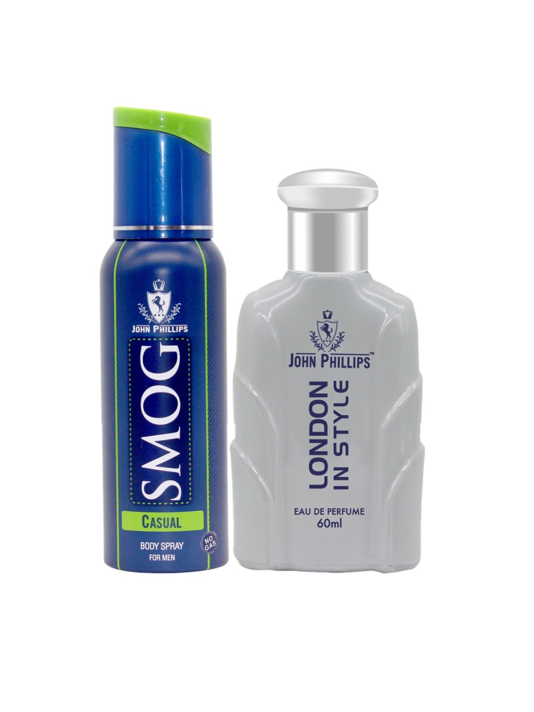 

JOHN PHILLIPS London In Style Perfume & Smog Casual No Gas Deodorant, Blue
