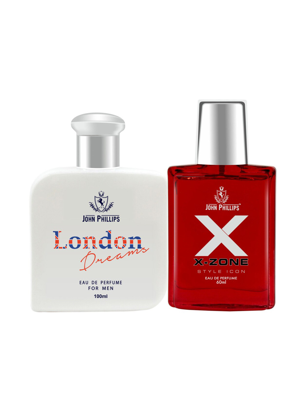 

JOHN PHILLIPS Set of 2 Long Lasting Eau De Parfum - XX-Zone 60 ml & London Dreams 100 ml, Red