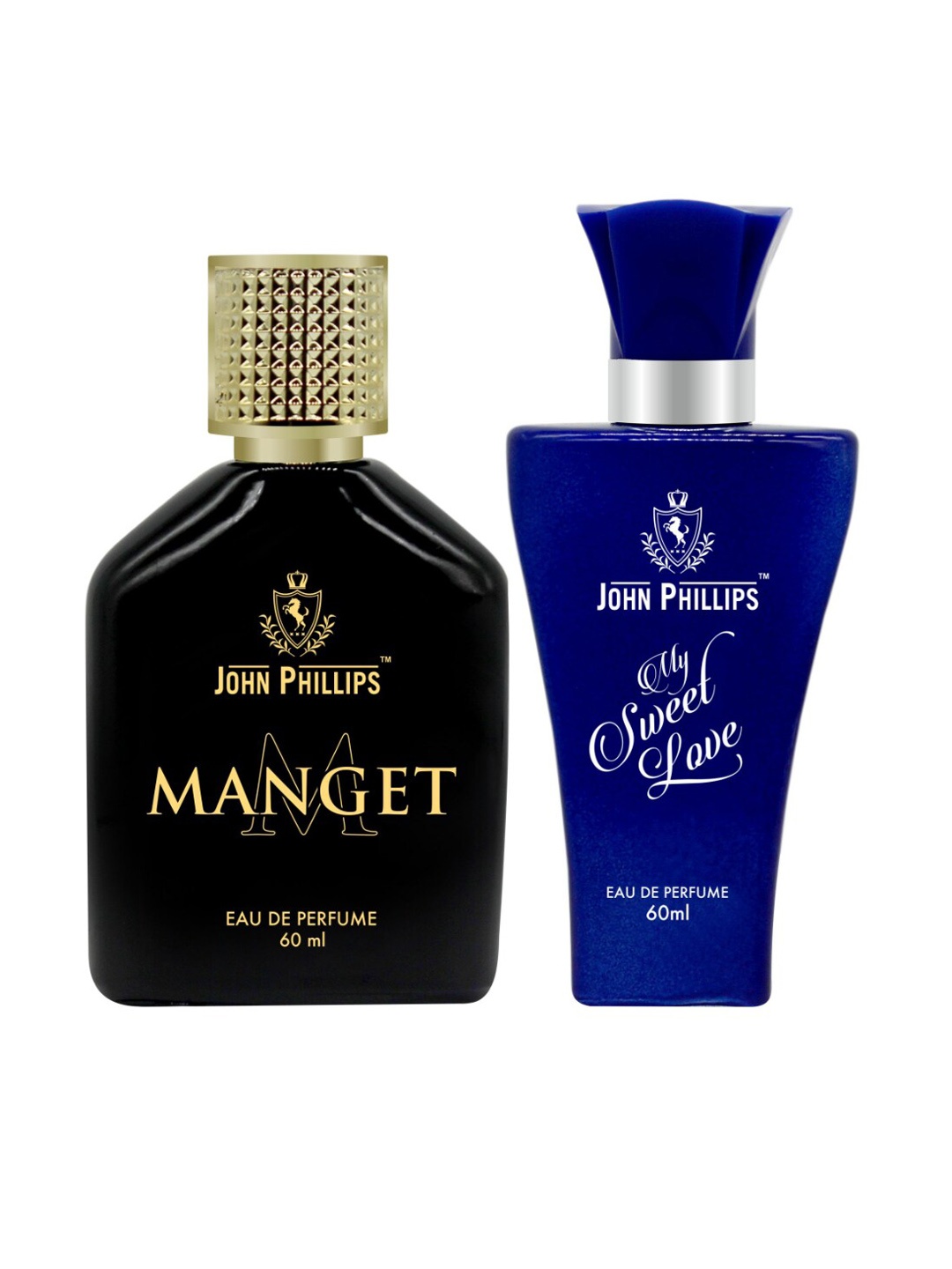 

JOHN PHILLIPS Set of 2 Long Lasting Eau De Parfum - My Sweet Love & Manget - 60 ml each, Blue