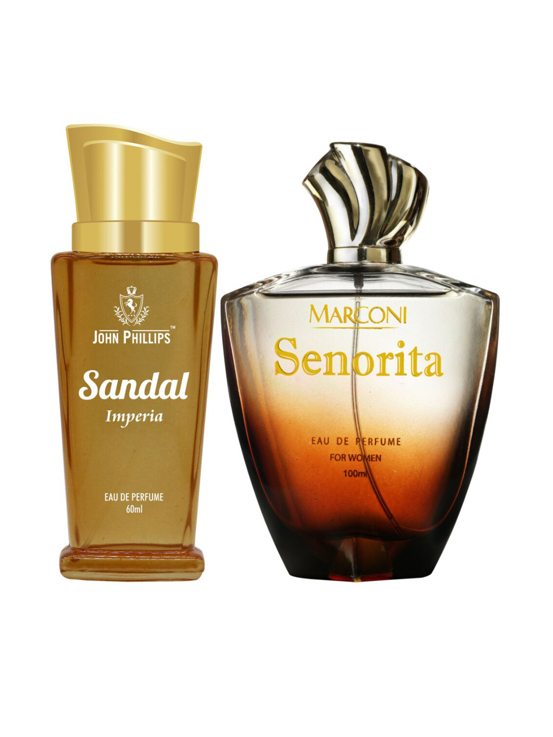 

JOHN PHILLIPS Unisex Set of Sandal Imperia & Marconi Senorita Eau De Parfum - 60ml+100ml, Brown