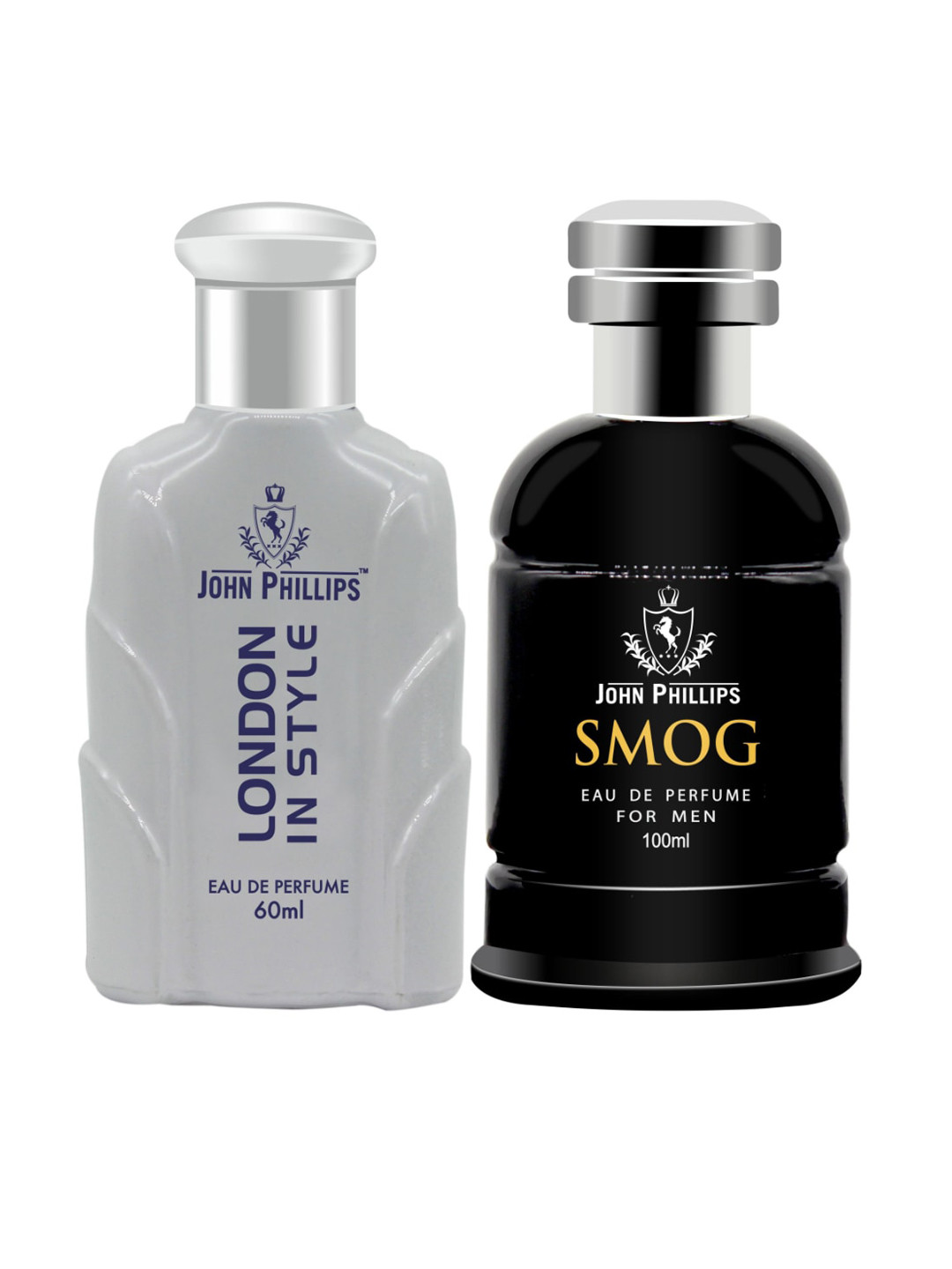 

JOHN PHILLIPS Set of 2 Eau De Parfum - London In Style 60 ml & Men Smog 100 ml, Black
