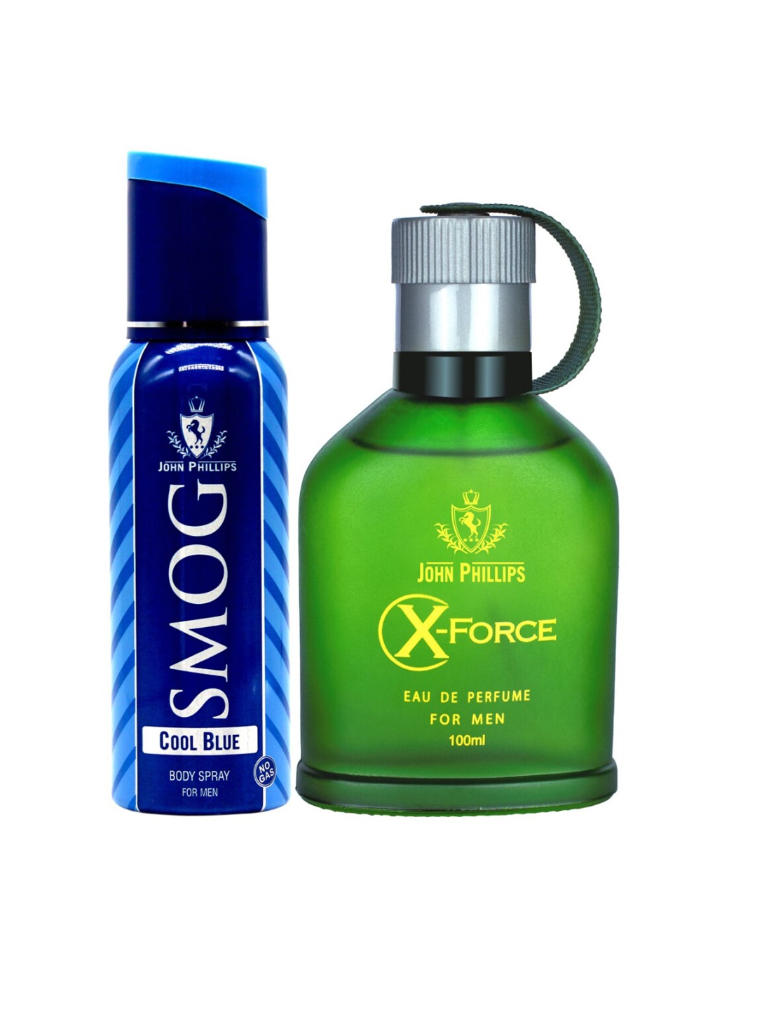 

JOHN PHILLIPS Set Of 2 Smog Cool Deo & X-Force Perfume, Blue