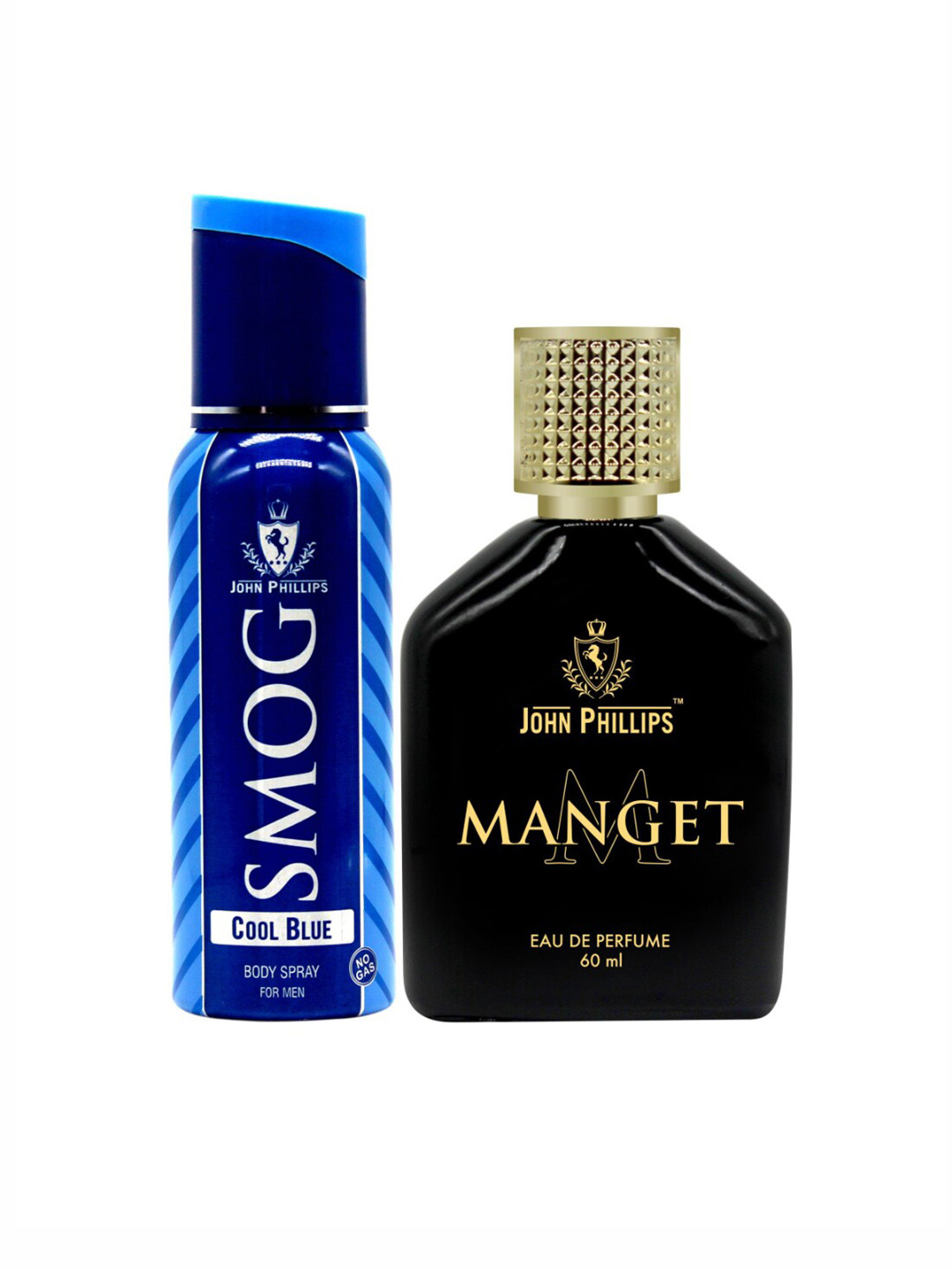 

JOHN PHILLIPS Set Of 2 Manget & Smog Cool Blue No Gas Deodorant