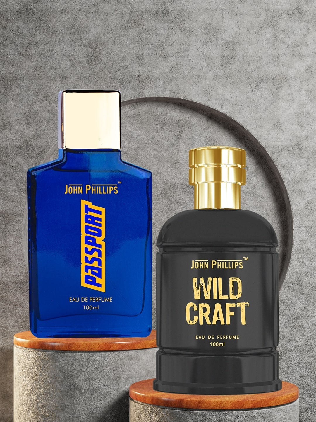

JOHN PHILLIPS Men Set of 2 Eau De Parfum 100 ml Each- Passport & Wildcraft, Blue