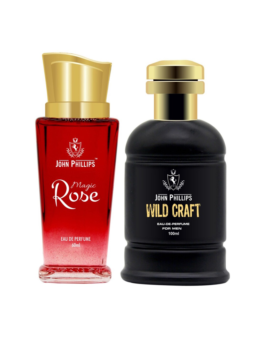 

JOHN PHILLIPS Magic Rose 60 ml & Wildcraft 100 ml Set Of 2 Long Lasting Eau De Parfum, Red