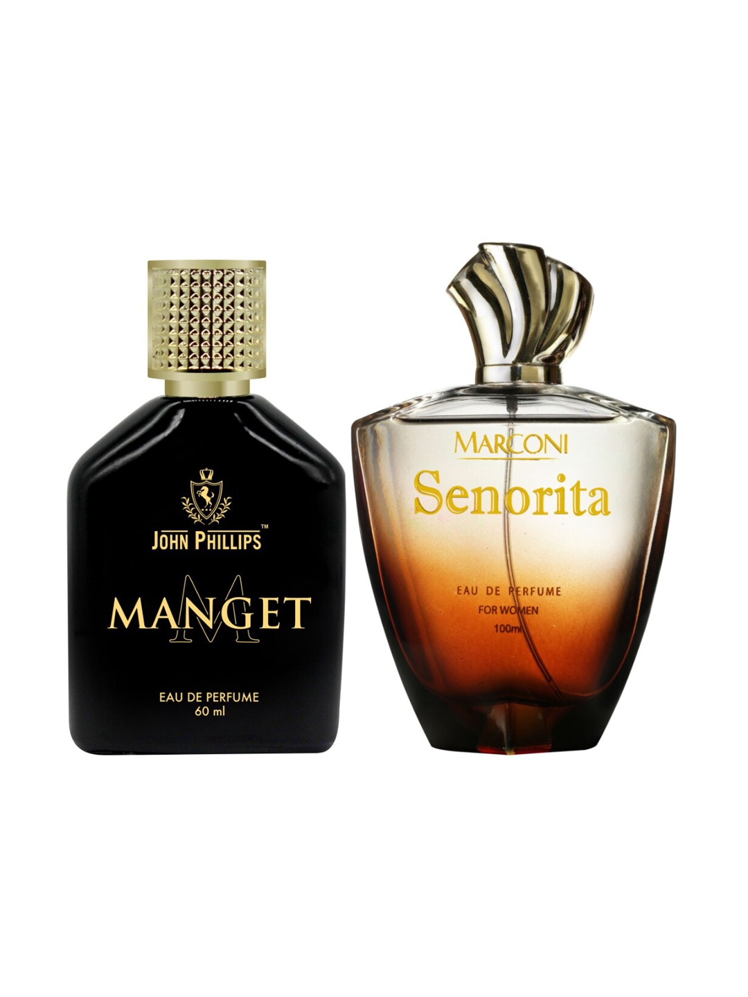 

JOHN PHILLIPS Set Of 2 Magnet 60 ml & Marconi Senorita 100 ml Long Lasting Eau De Parfum, Black