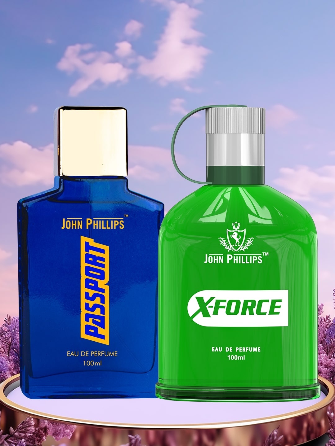 

JOHN PHILLIPS Passport & X-Force Set Of 2 Long Lasting Eau De Parfum 100 ml Each, Blue
