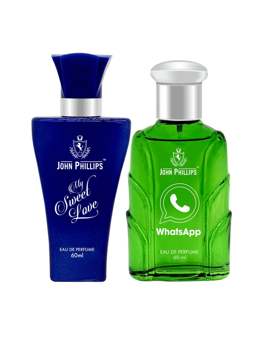 

JOHN PHILLIPS Set Of 2 My Sweet Love & Whatsapp Long Lasting Eau De Parfum 60 ml Each, Green