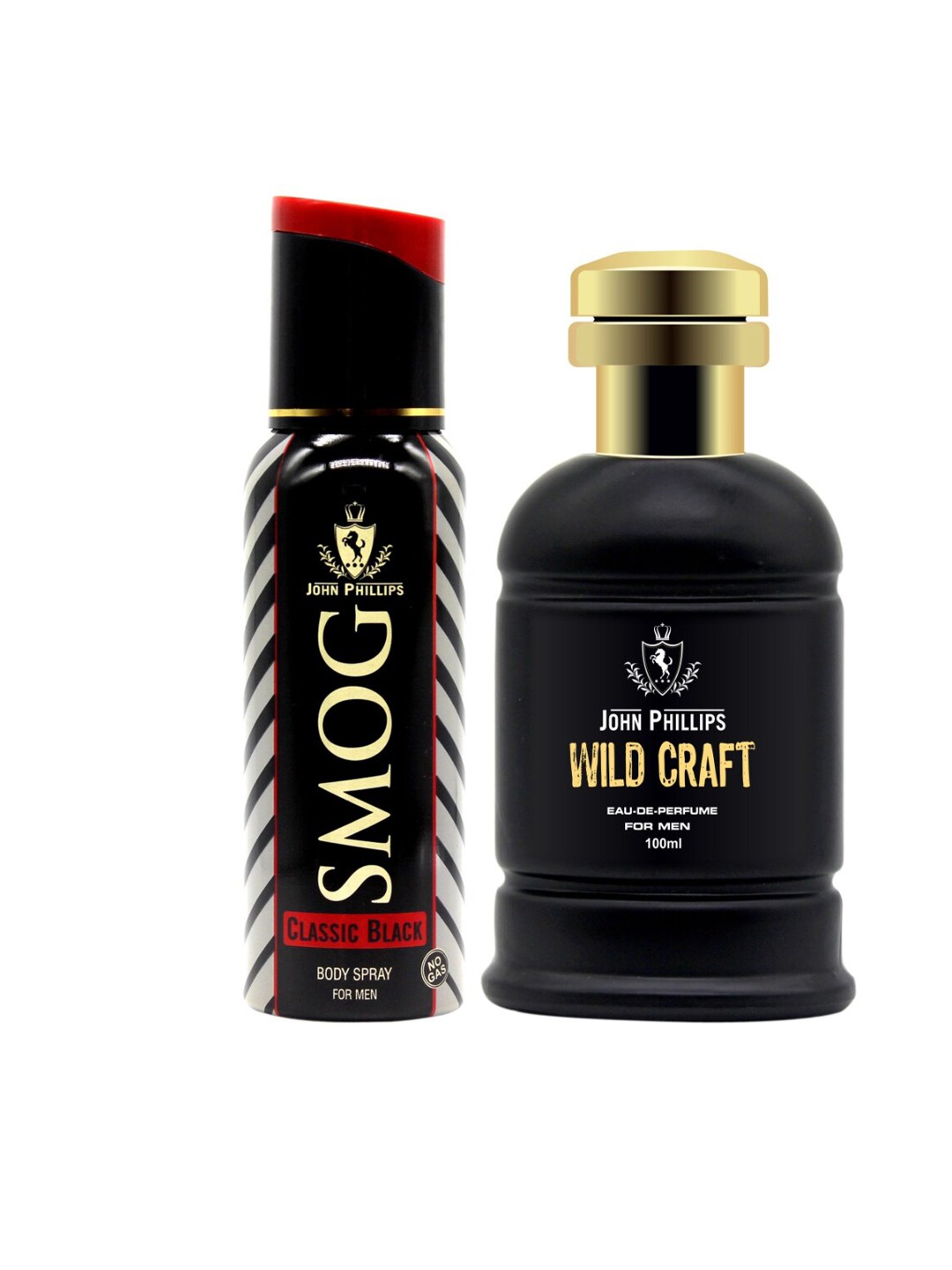 

JOHN PHILLIPS Set Of 2 Smog Classic Black Deodorant 120 ml & Wildcraft Perfume 100 ml