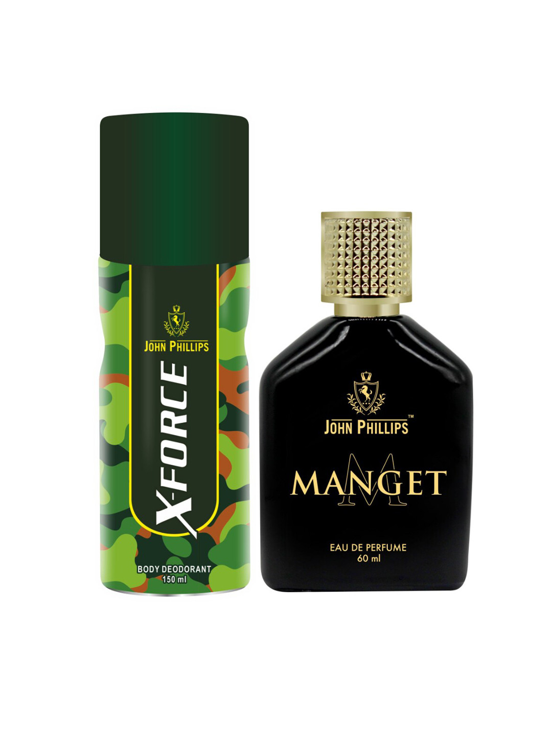 

JOHN PHILLIPS Set of 2 Manget Eau De Perfume 60 ml & X-Force Deodorant 150ml, Black