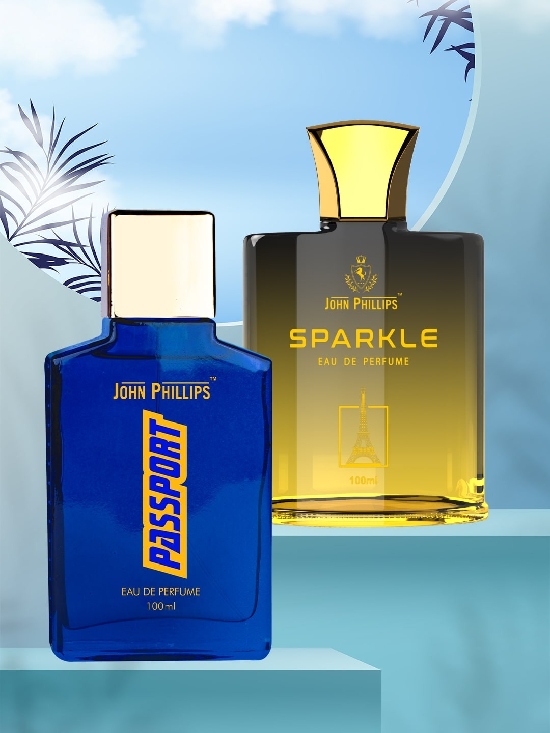 

JOHN PHILLIPS Set Of 2 Men Eau De Parfum 100ml Each - Passport & Sparkle, Blue