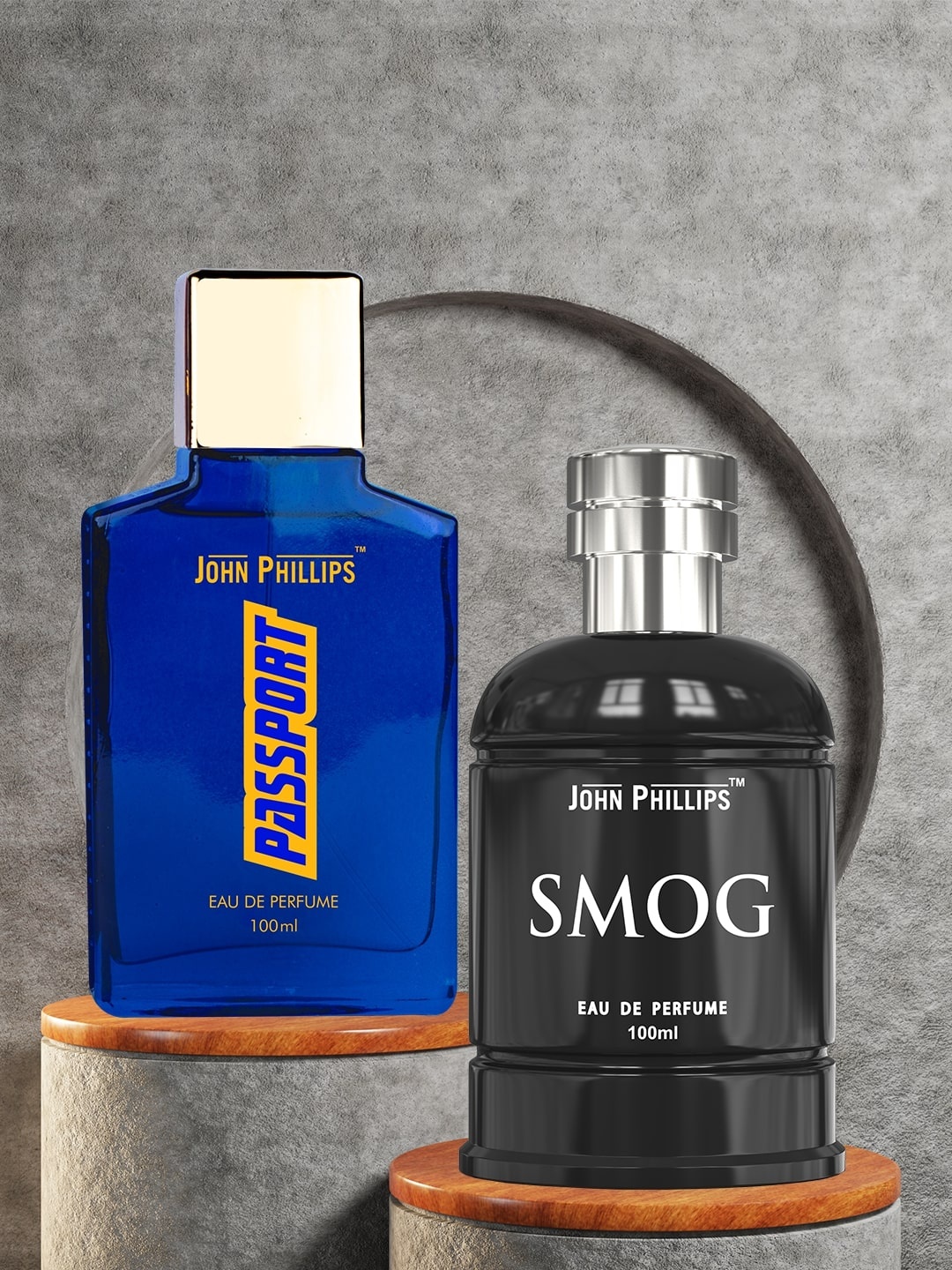 

JOHN PHILLIPS Set Of 2 Eau De Parfum - Men Passport 100ml & Men Smog 100ml, Blue