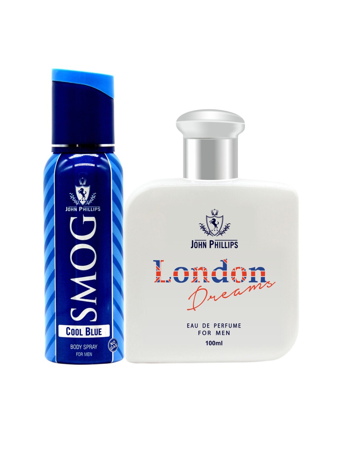 

JOHN PHILLIPS Men Set Of 2 London Dream Eau De Perfume 100 ml & Smog Deodorant 120 ml, Blue