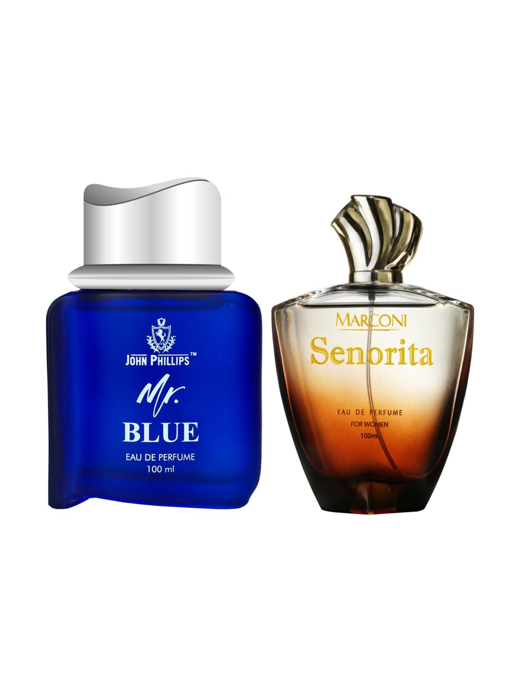 

JOHN PHILLIPS Set of 2 Long Lasting Eau De Parfum - MrBlue & Marconi Senorita - 100ml each, Blue