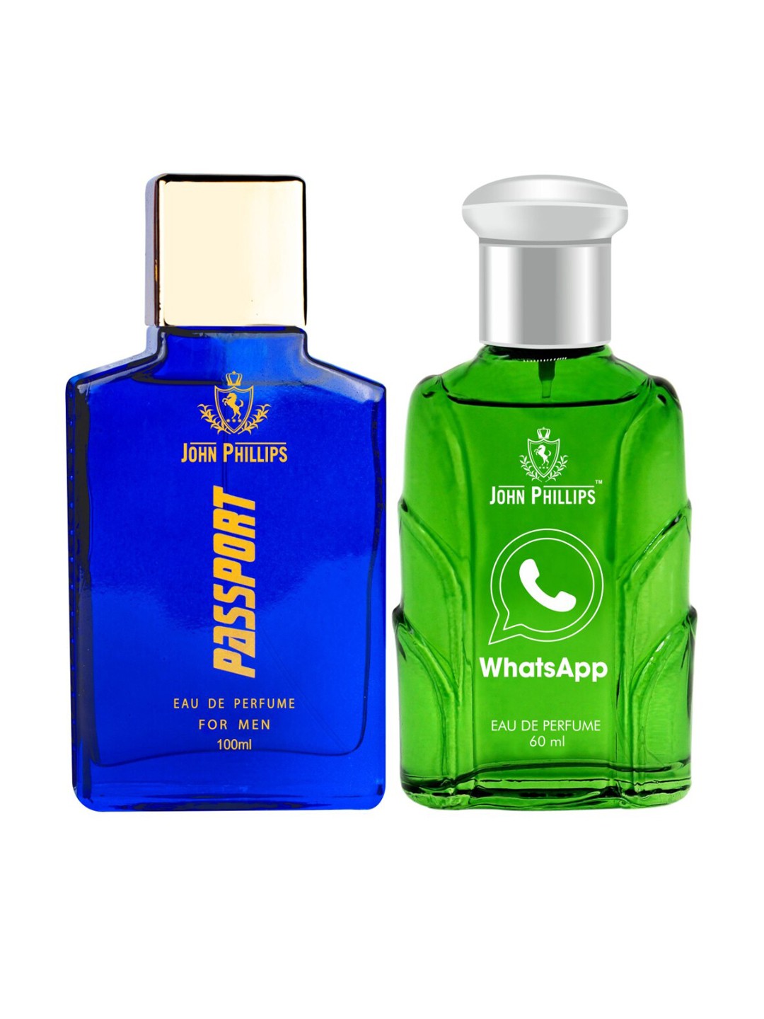 

JOHN PHILLIPS Set of 2 Long Lasting Eau De Parfum - Whatsapp 60 ml & Passport 100 ml, Blue