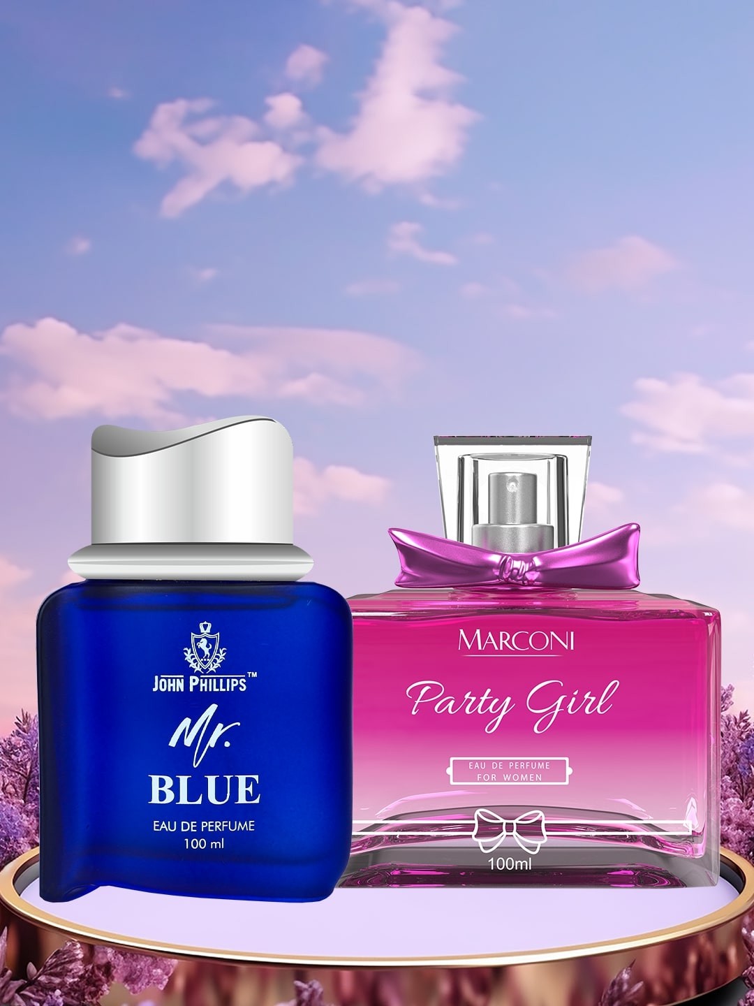 

JOHN PHILLIPS Set of 2 Long Lasting Eau De Parfum - Mr Blue & Party Girl - 100 ml each, Pink