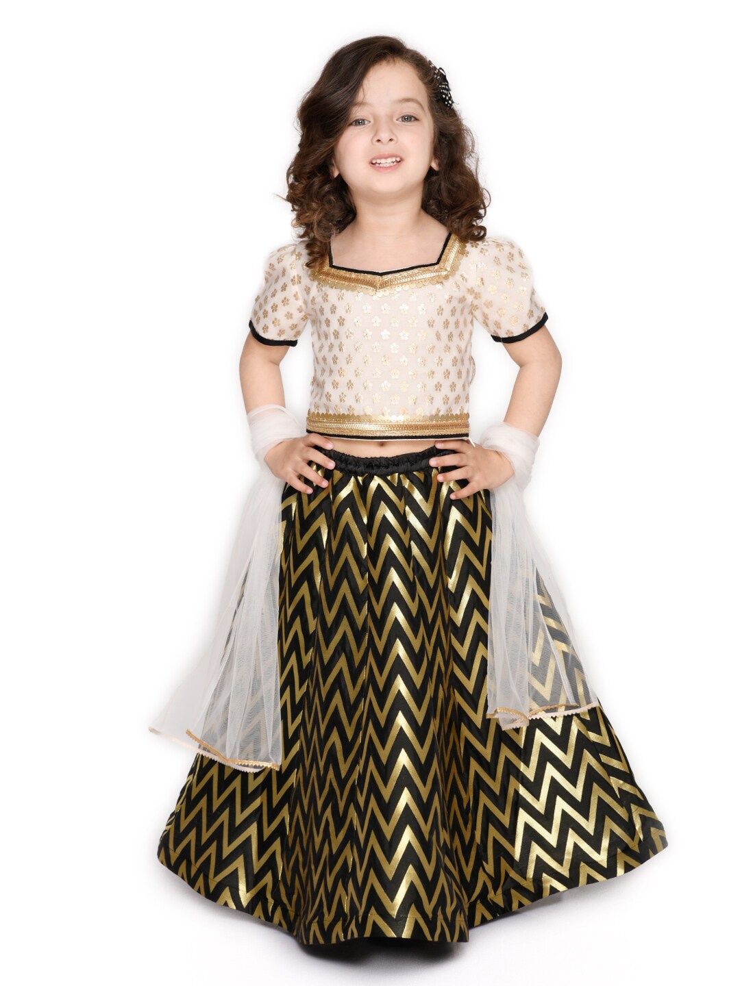 

SAKA DESIGNS Girls Ready to Wear Lehenga & Blouse With Dupatta, Black
