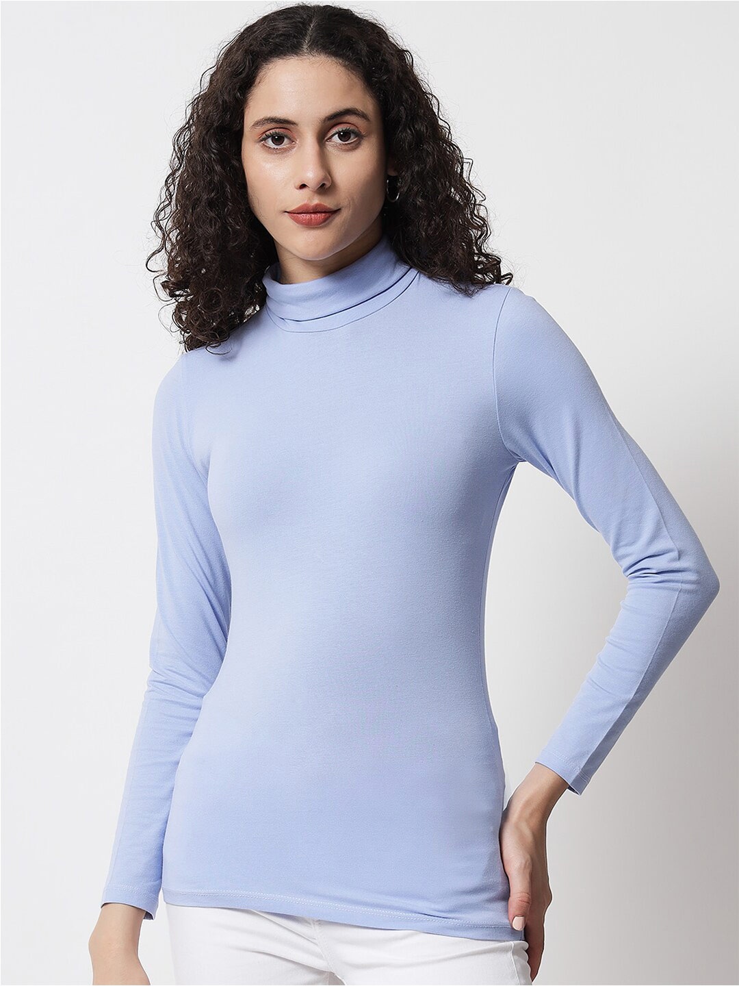 

LE BOURGEOIS High Neck Fitted Top, Blue