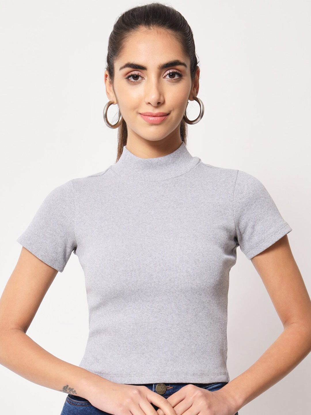 

LE BOURGEOIS High Neck Top, Grey