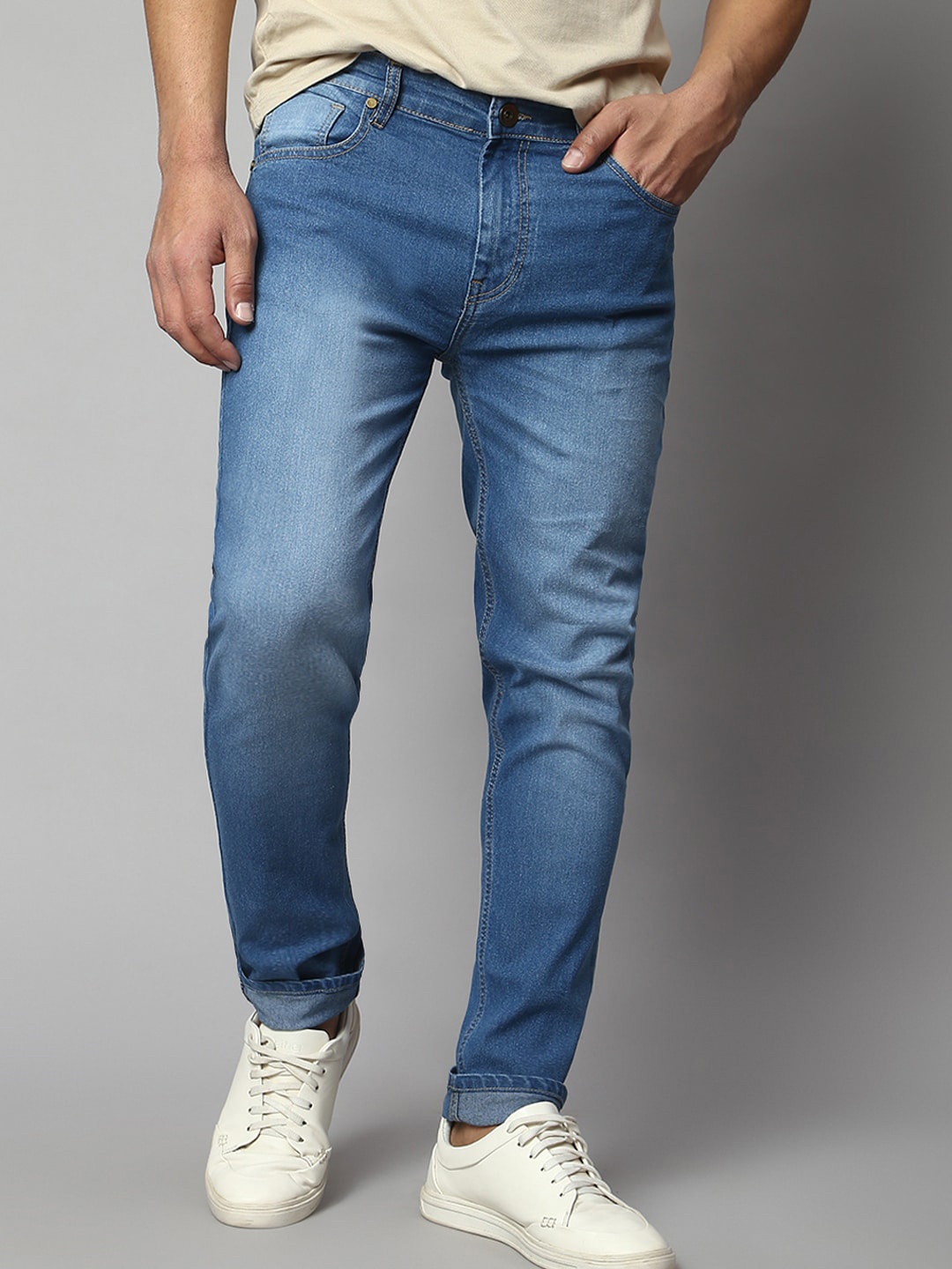 

Dennis Lingo Men Slim Fit Stretchable Light Fade Jeans, Blue