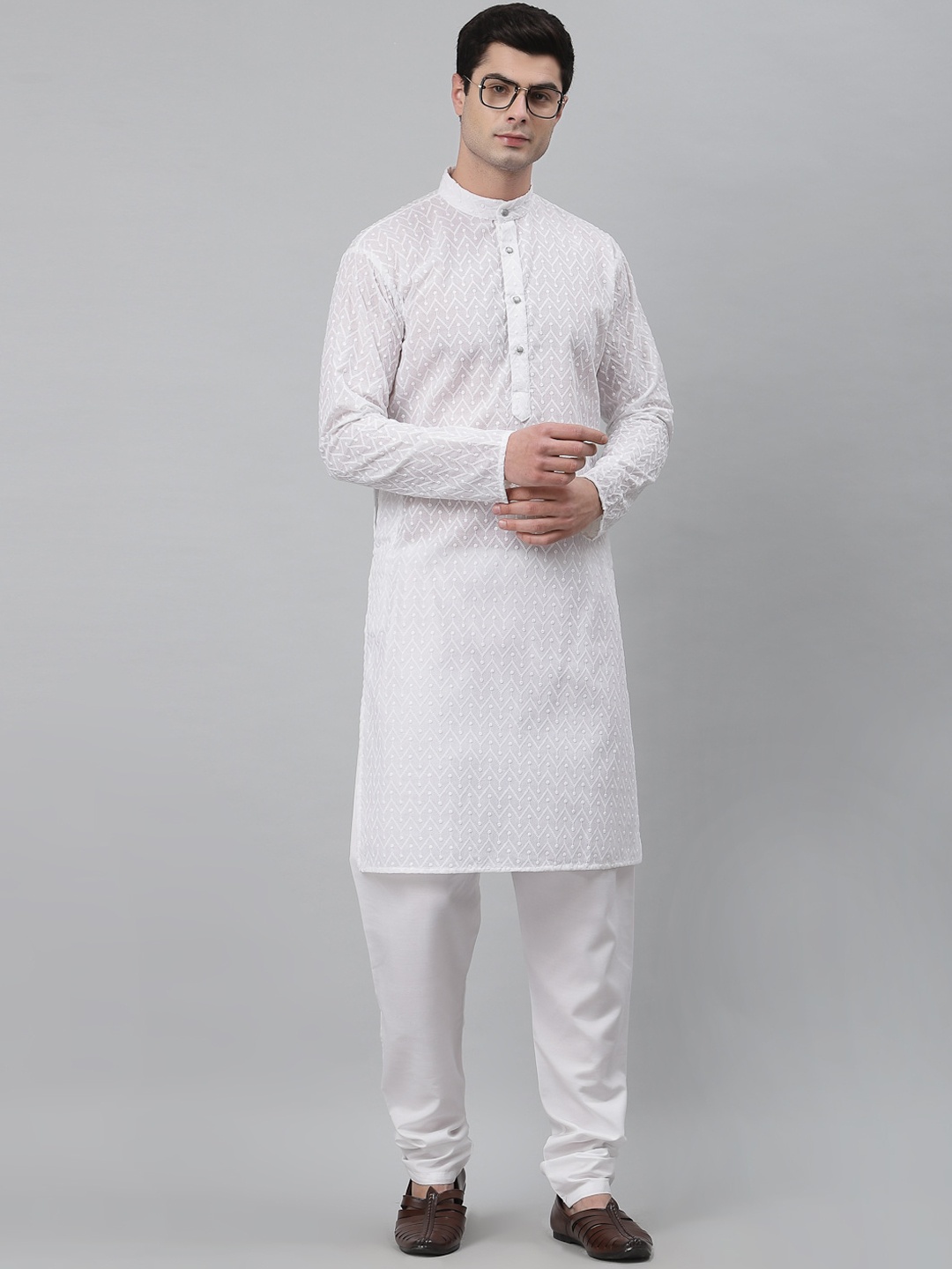 

NEUDIS Men Ethnic Motifs Embroidered Cotton Kurta, White