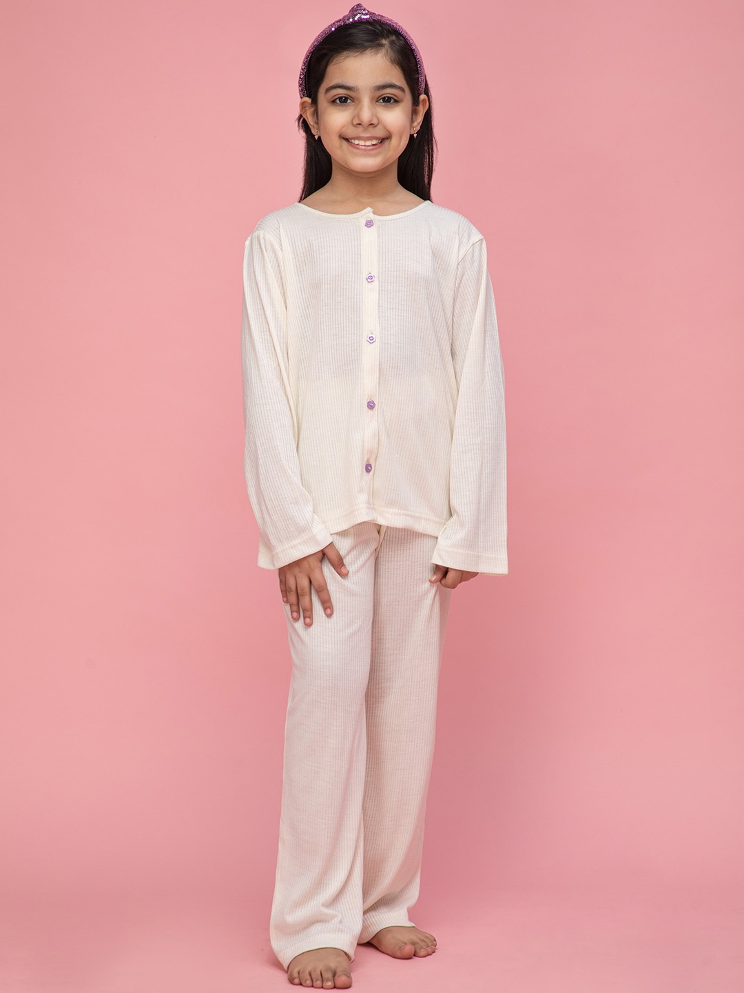 

NEUDIS Girls 2 Pieces Night Suit, White