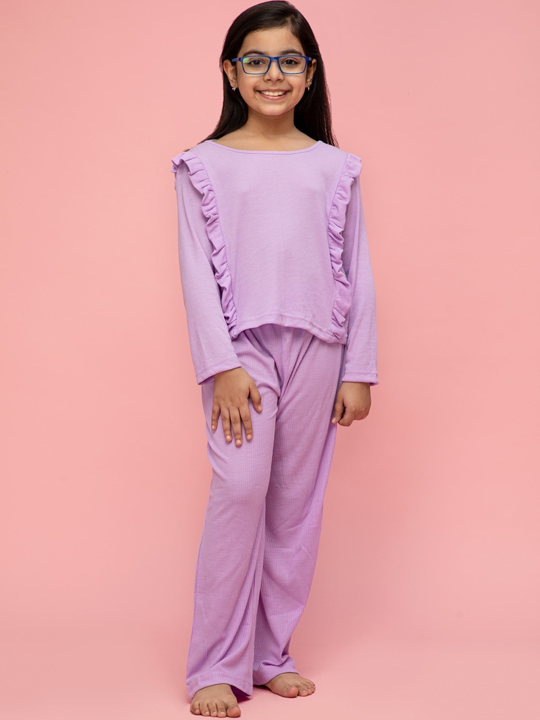 

NEUDIS Girls 2 Pieces Night Suit, Purple