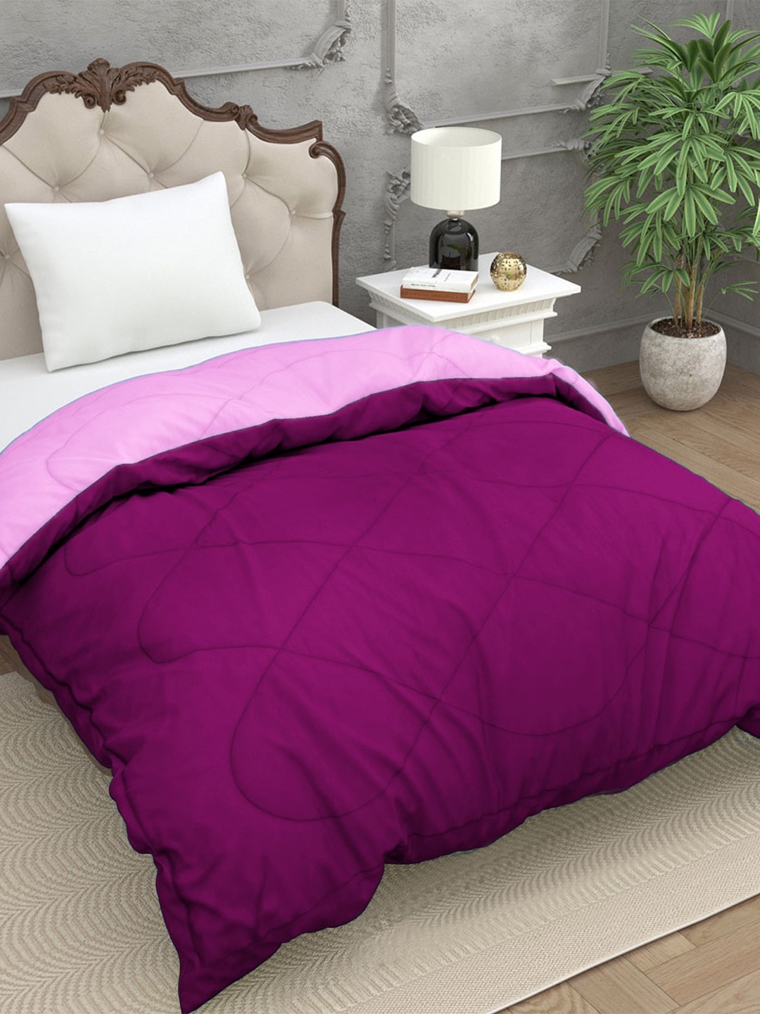 

Sleeping Owls- because your sleep matters Pink & Purple AC Room Single Bed Comforter