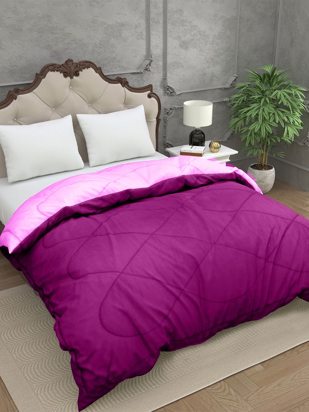 

Sleeping Owls- because your sleep matters Purple & Pink AC Room 150 GSM Cotton Double Bed Comforter