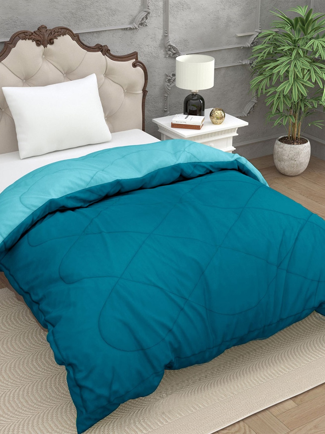 

Sleeping Owls- because your sleep matters Blue & Teal AC Room 150 GSM Single Bed Comforter