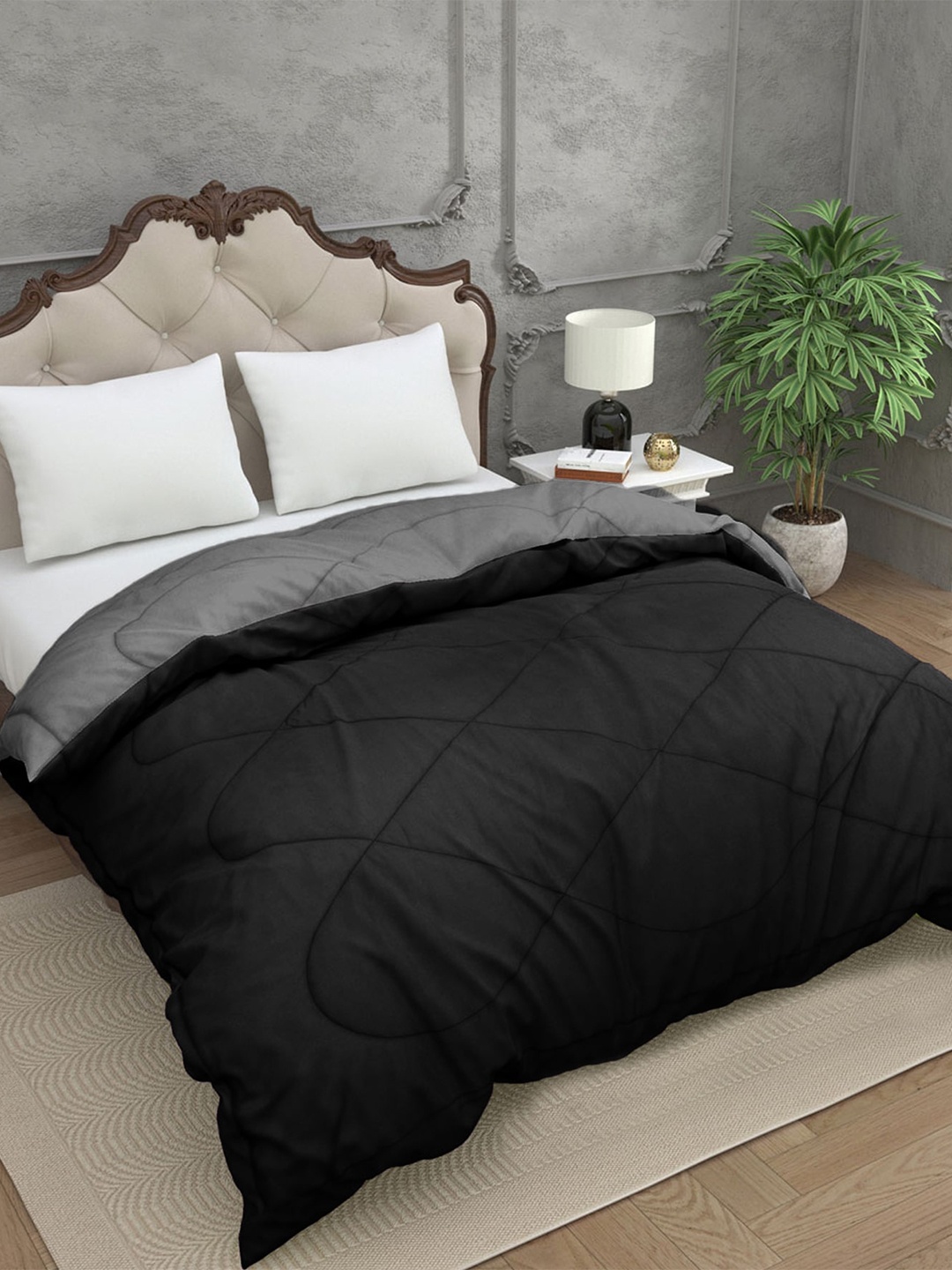 

Sleeping Owls- because your sleep matters Black & Grey AC Room 150 GSM Double Bed Comforter