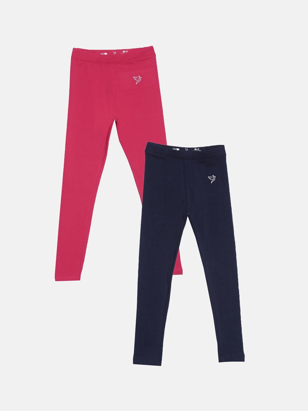 

TWIN BIRDS Girls Pack Of 2 Pure Cotton Ankle Length Leggings, Pink