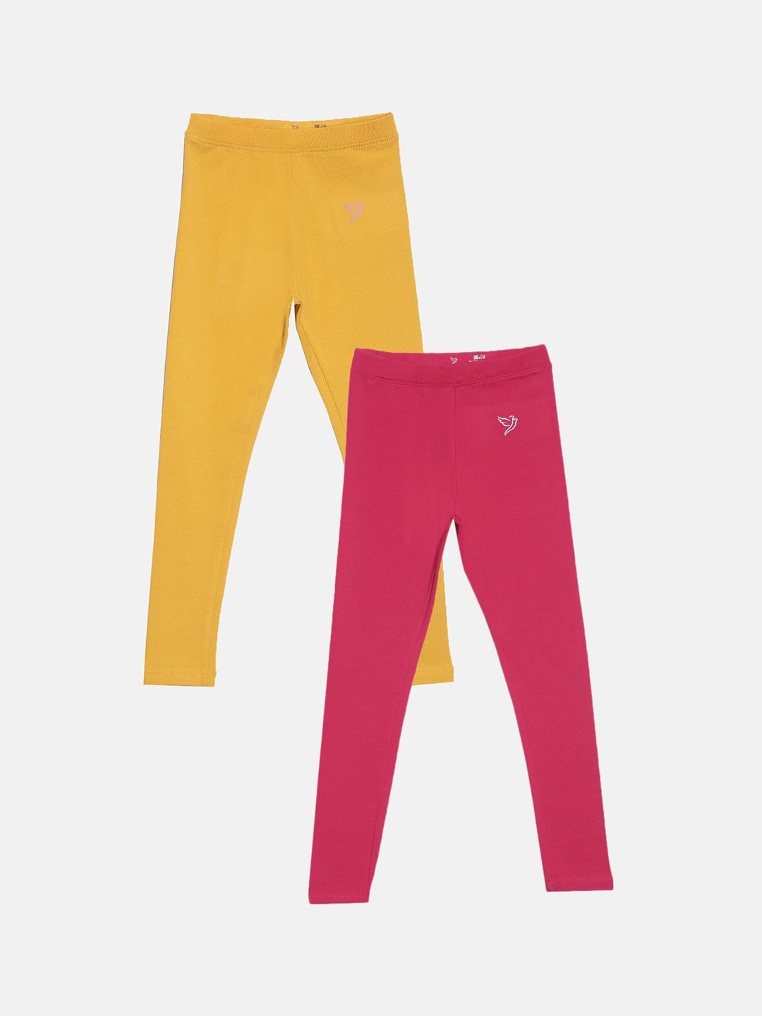

TWIN BIRDS Girls Pack Of 2 Pure Cotton Ankle Length Leggings, Pink