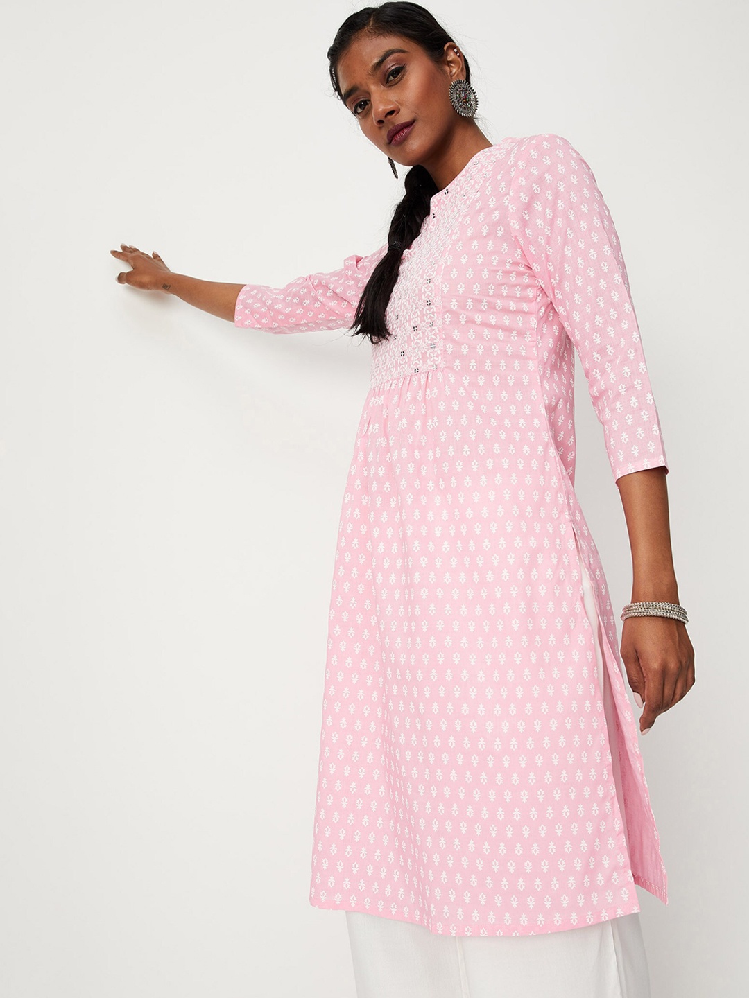

max Women Geometric Kurta, Pink