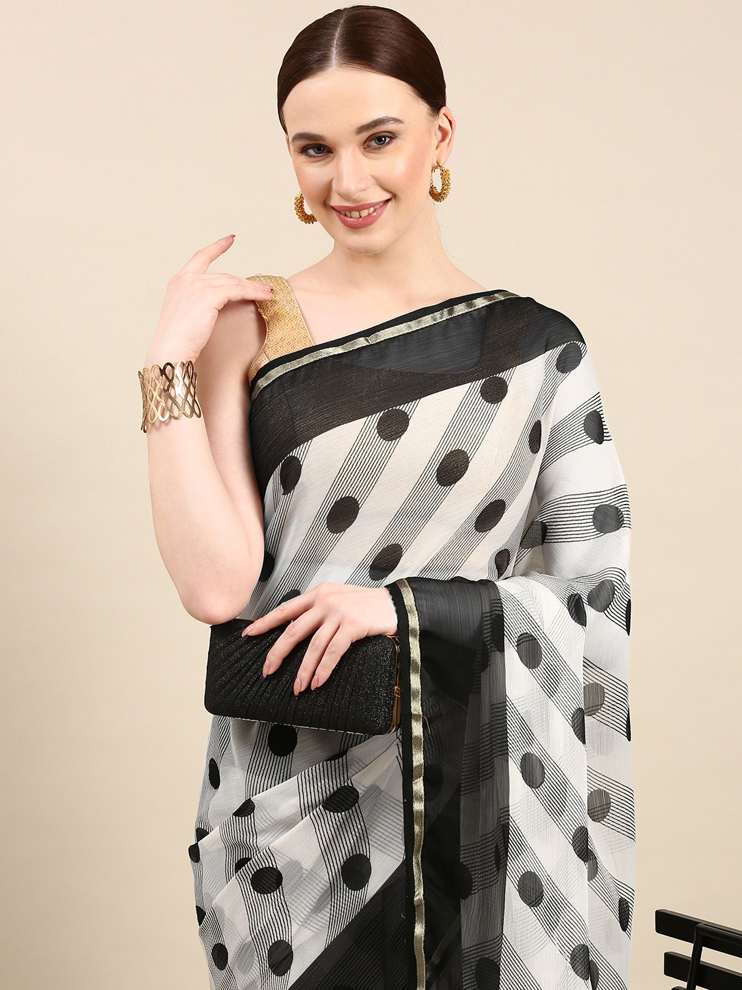 

HERE&NOW Bandhani Saree, Grey