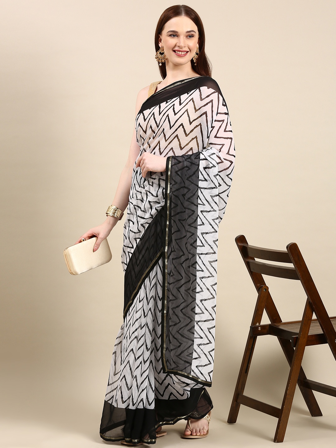 

HERE&NOW Bandhani Saree, Grey