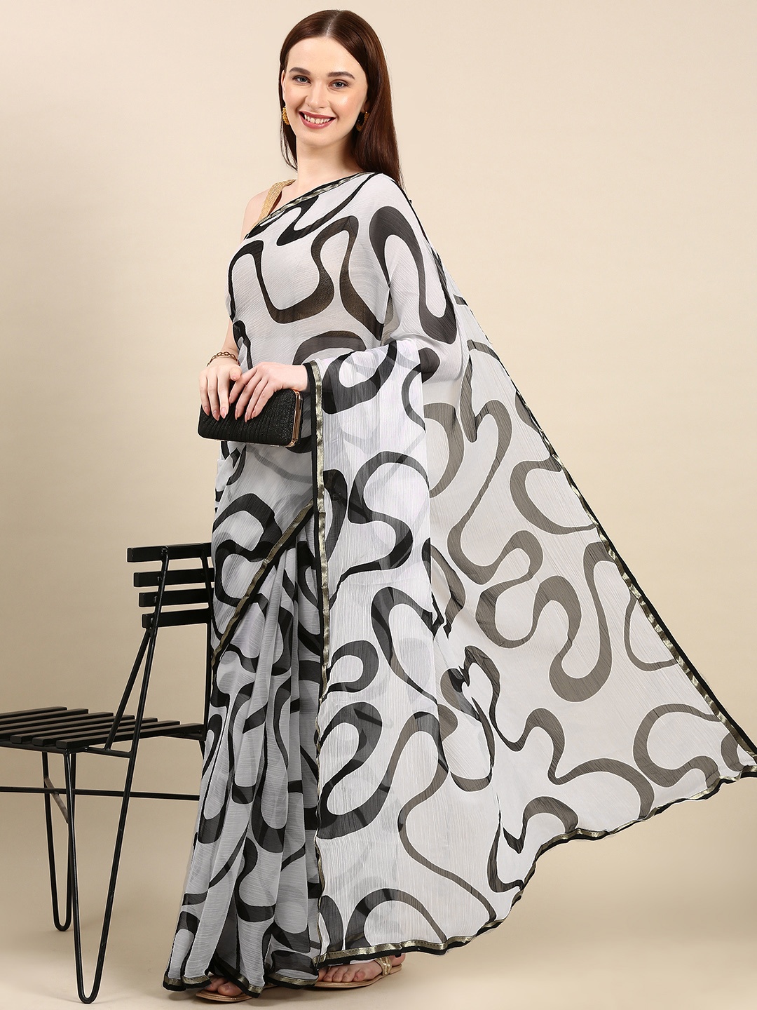 

HERE&NOW Bandhani Saree, Black
