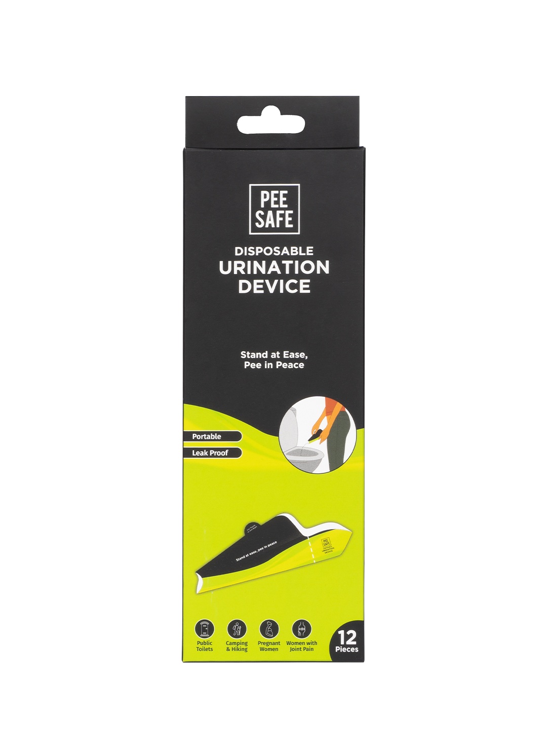 

PEESAFE Women Foldable & Disposable Leak Proof Urination Device - 12 Pcs, Black