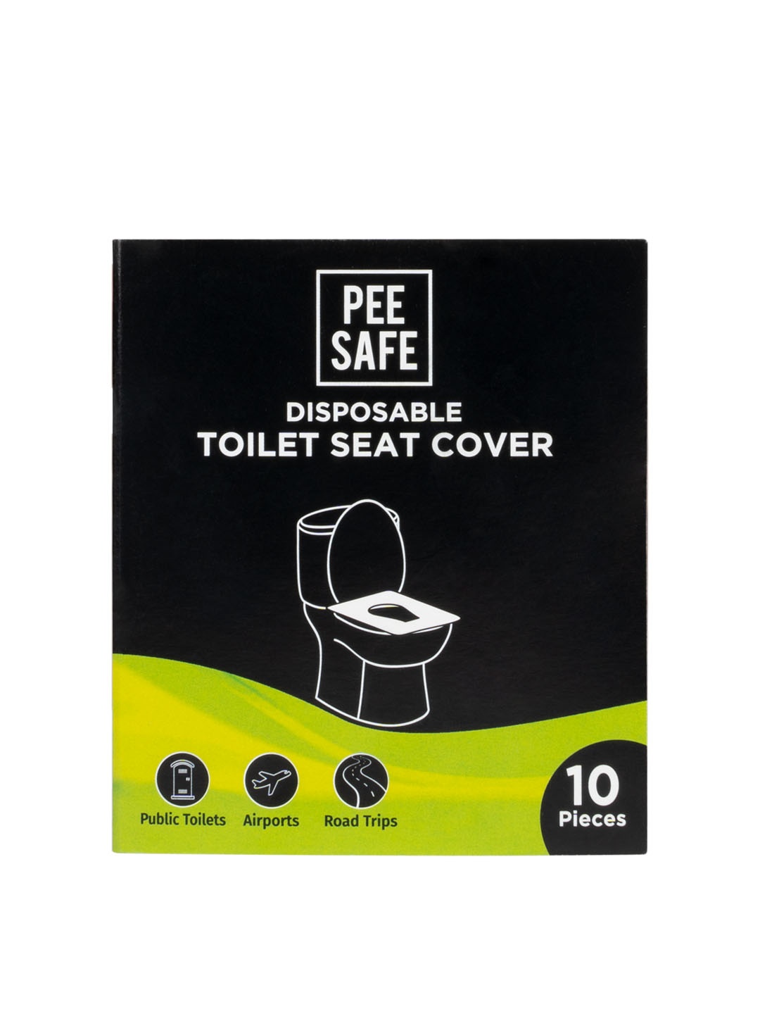 

PEESAFE Compact & Foldable Disposable Toilet Seat Covers - 10 Pcs, Black